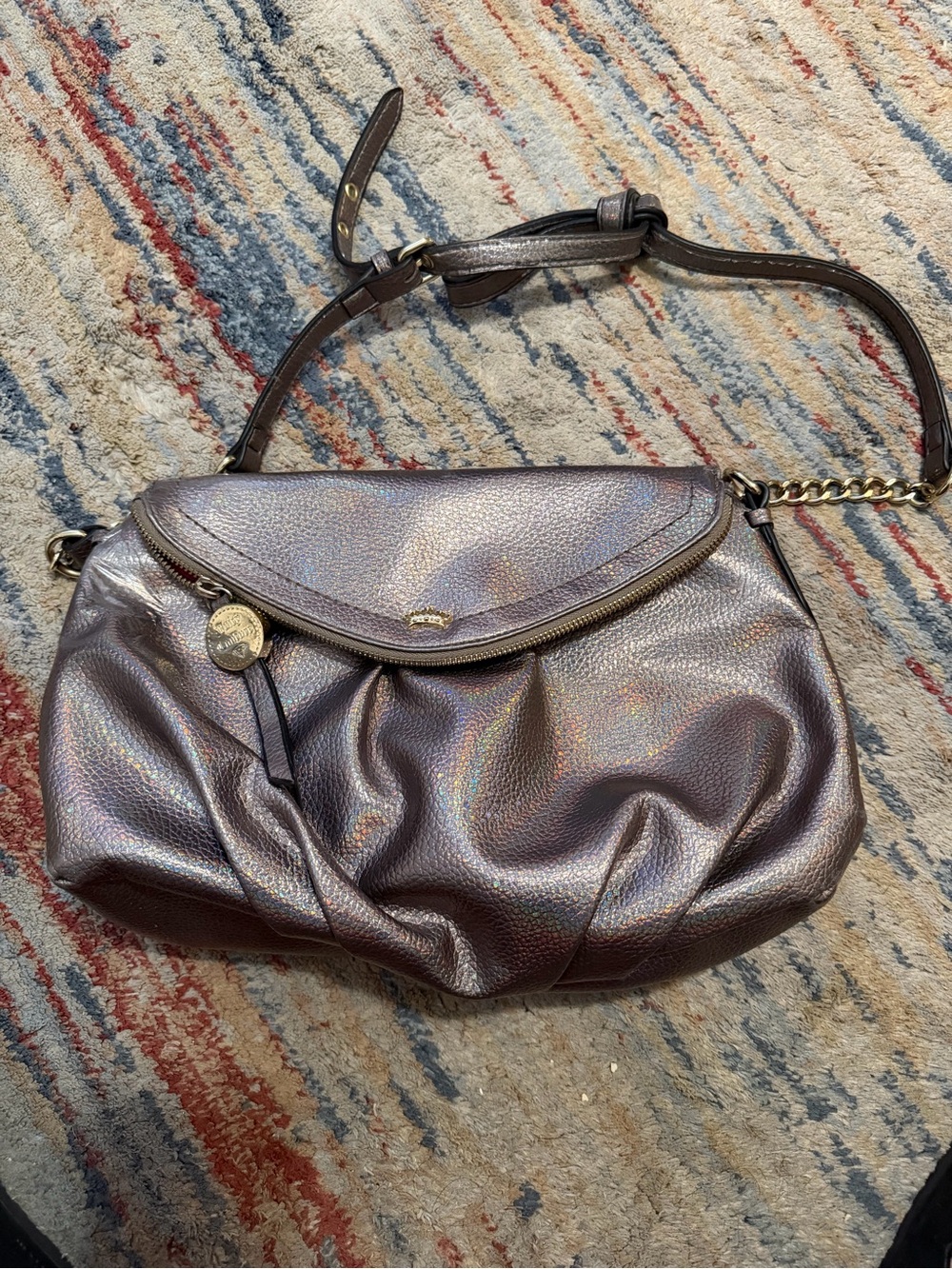 Juicy Couture Iridescent Purple Crossbody Bag with Gold Chain